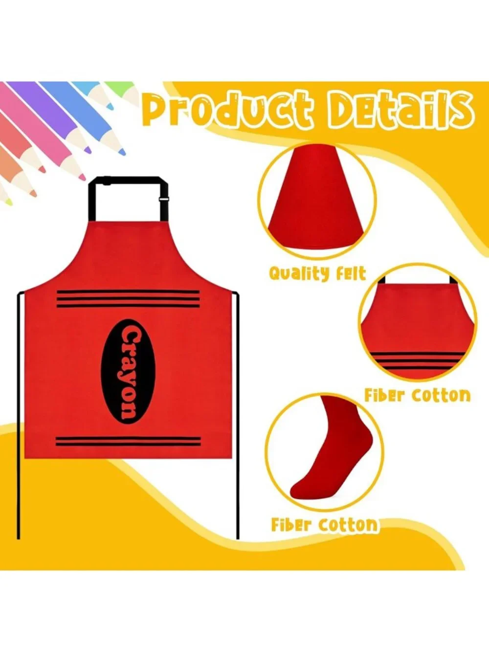 Colorful Crayon Costume for Adults - Fun Group Halloween Outfit with Apron & Hat